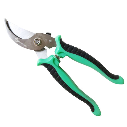 Jincraftsman®–7.5 Inch 5Cr Steel Bend Head Locked Blade Green TPR Handle Portable Ergonomic Powerful Household Triming Bonsai Pruning Branch Garden Scissors