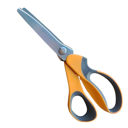 Jincraftsman®-9 Inch Triangle Teethed Shear Blade Orange Rubber Plastic Handle Clothes Tailor Sewing Scissor