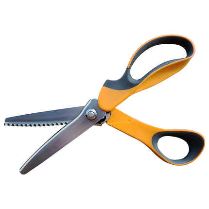 Jincraftsman®-9 Inch Triangle Teethed Shear Blade Orange Rubber Plastic Handle Clothes Tailor Sewing Scissor