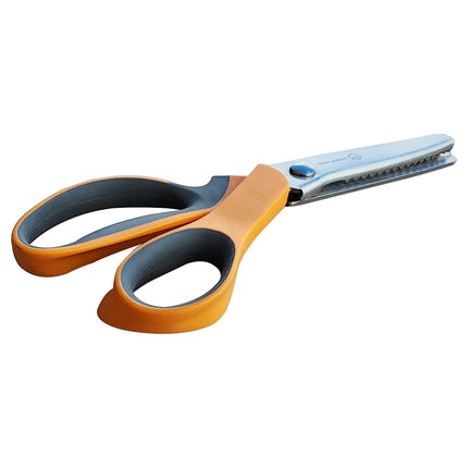 Jincraftsman®-9 Inch Triangle Teethed Shear Blade Orange Rubber Plastic Handle Clothes Tailor Sewing Scissor