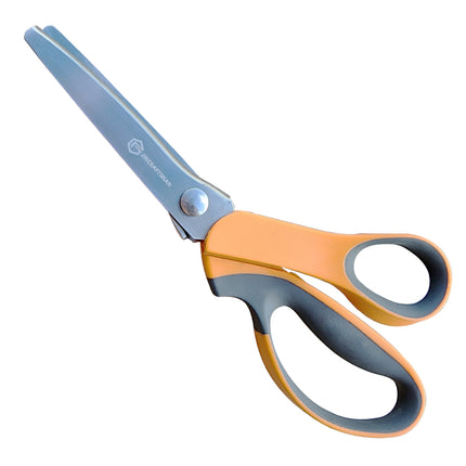 Jincraftsman®-9 Inch Triangle Teethed Shear Blade Orange Rubber Plastic Handle Clothes Tailor Sewing Scissor