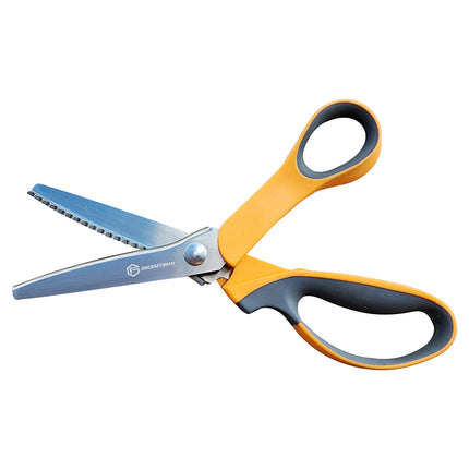 Jincraftsman®-9 Inch Triangle Teethed Shear Blade Orange Rubber Plastic Handle Clothes Tailor Sewing Scissor