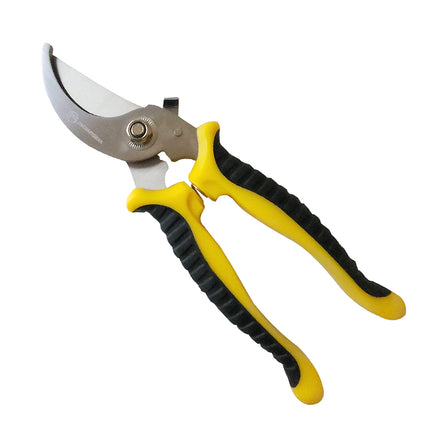 Jincraftsman®–7.5 Inch 5Cr Steel Bend Head Locked Blade Yellow TPR Handle Portable Ergonomic Powerful Household  Triming Bonsai Pruning Branch Garden Scissors