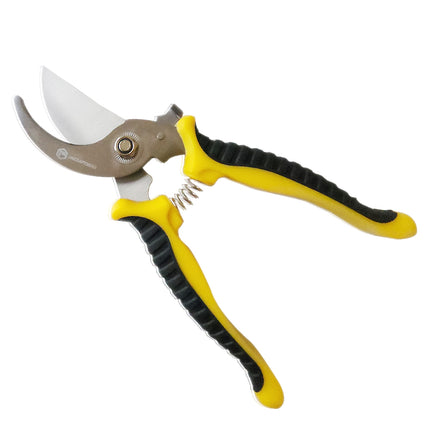 Jincraftsman®–7.5 Inch 5Cr Steel Bend Head Locked Blade Yellow TPR Handle Portable Ergonomic Powerful Household  Triming Bonsai Pruning Branch Garden Scissors