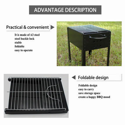 Haide®-Black BBQ Garden Camping Portable Assembled Folding Grill Stove Heater or Churrasqueira Commercial Grill Kebab Barbecue