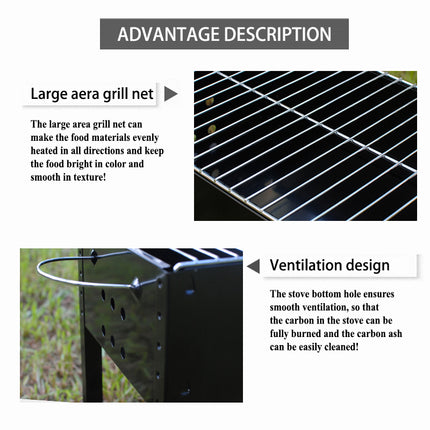 Haide®-Black BBQ Garden Camping Portable Assembled Folding Grill Stove Heater or Churrasqueira Commercial Grill Kebab Barbecue