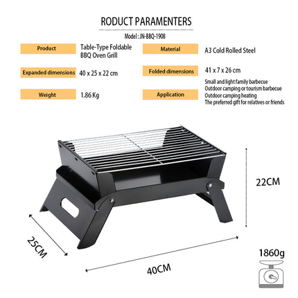 Haide®Classic Table Type Folding BBQ Garden Camping Portable Oven Grill