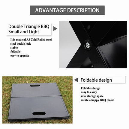 Haide®-Double Triangel X-Type Foldable Korean style BBQ Garden Camping Outdoor Portable charcoal Oven Grill Heater