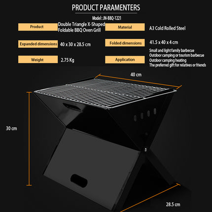 Haide®-Double Triangel X-Type Foldable Korean style BBQ Garden Camping Outdoor Portable charcoal Oven Grill Heater