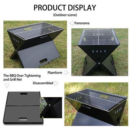 Haide®-Double Triangel X-Type Foldable Korean style BBQ Garden Camping Outdoor Portable charcoal Oven Grill Heater