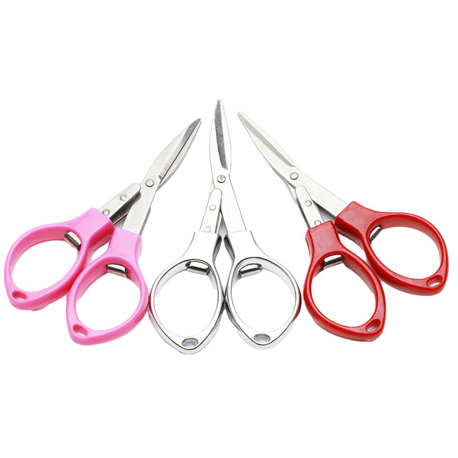 Jincraftsman®–A Sets Of 3 Pieces 3.9-Inch Portable Retractable Drawing-Type Colorful Handle Student Craft Office Travel Scissor