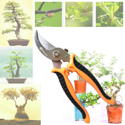 Jincraftsman®–7.5 Inch Lockable Blade Orange TPR Handle Portable Bonsai Triming Garden Branch Pruning Plant Flower Twig Triming Scissors