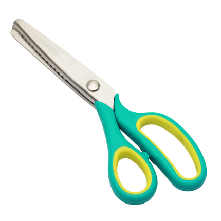 Jincraftsman®-9 Inch Triangle Teethed Shear Blade Colorful Rubber And Plastic Handle Clothes Sewing Embroidery Tailor Scissor