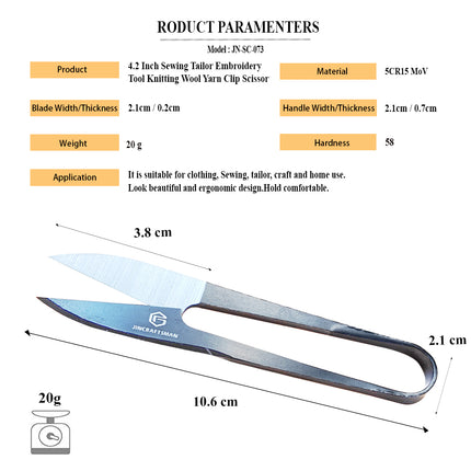 Jincraftsman®–3 Pieces 4.2 Inch Integrated 5Cr15Mov Steel Electrophoretic Clothing Sewing Tailor Embroidery Tool Knitting Wool Yarn Clip Scissor