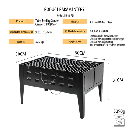 Haide®Table-Square Folding European Style Garden Outdoor Portable Barbecue Oven Grill