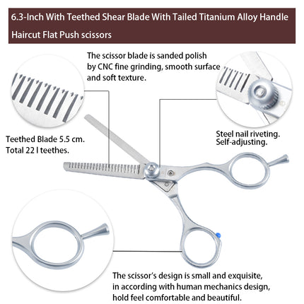 Jincraftsman®-6Inch With Tailed Plated Peral Titanium Alloy Handle Haircut Flat Push Scissors