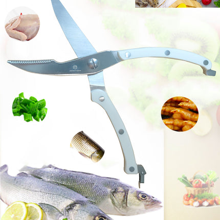 Jincraftsman®–10 Inch 5CR Stainess Steel ABS Ergonomic Handle Locked Tail Multifunctional Trimming Garden Shearing Poultry Bone  Fish Meat Vegetable Fruit Kitchen Scissor