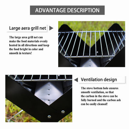 Haide®-X-Shaped Foldable Korean style BBQ Garden Camping Outdoor Portable charcoal Oven Grill Heater Kebab Barbecue