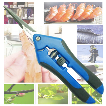 Jincraftsman®–6.7 Inch Pointed-Head Spring Lock Blue Handle Precision Prunner Office Knitting Embroidery Sewing Tailor Scissor