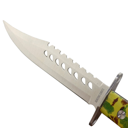 Jincraftsman®–13Inch Integrated Whole Steel Camo With Compass Handle Classic Hunting Camping Survival Knife