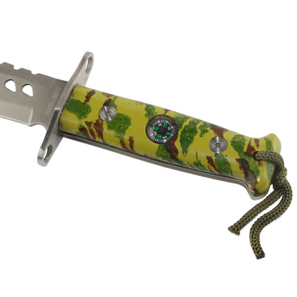 Jincraftsman®–13Inch Integrated Whole Steel Camo With Compass Handle Classic Hunting Camping Survival Knife