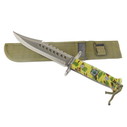 Jincraftsman®–13Inch Integrated Whole Steel Camo With Compass Handle Classic Hunting Camping Survival Knife