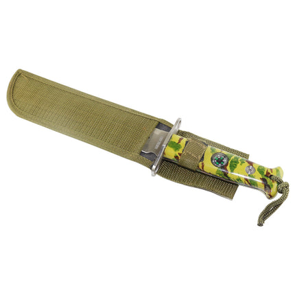 Jincraftsman®–13Inch Integrated Whole Steel Camo With Compass Handle Classic Hunting Camping Survival Knife