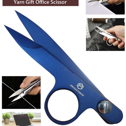 Jincraftsman®–4.6 Inch Dark Blue Titanium PU Leather Sheath Embroidery Tool Wool Yarn Tailor Sew Gift Office Knitting Scissor