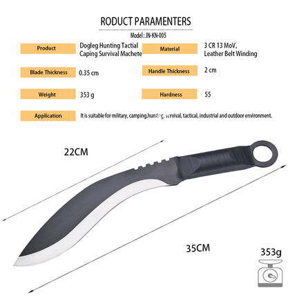 Jincraftsman®–14 Inch Dogleg Electrophoretic Camping Hunting Tactical Machete