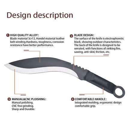 Jincraftsman®–14 Inch Dogleg Electrophoretic Camping Hunting Tactical Machete