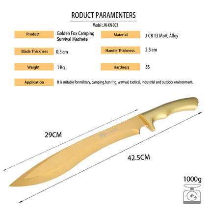 Jincraftsman®–17 Inch Golden Fox Hunting Tactial Survival Camping Machete Knife