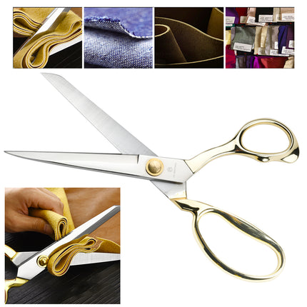 Jincraftsman®-10Inch 5Cr15MoV Whole Steel Plated Golden Handle Office Cloths Knitting Embroidery Tailor Sewing Scissor