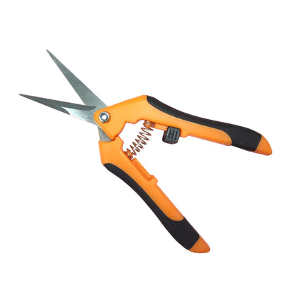 Jincraftsman®–6.7 Inch Pointed-Head Easy Operate Safety Spring Lock TPR Orange Handle Precision Prunner Office Bonsai Trimming Cutting Shrimp Crab Tools Sewing Tailor Knitting Embroidery Scissor