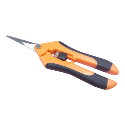 Jincraftsman®–6.7 Inch Pointed-Head Easy Operate Safety Spring Lock TPR Orange Handle Precision Prunner Office Bonsai Trimming Cutting Shrimp Crab Tools Sewing Tailor Knitting Embroidery Scissor