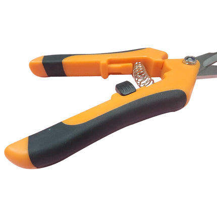 Jincraftsman®–6.7 Inch Pointed-Head Easy Operate Safety Spring Lock TPR Orange Handle Precision Prunner Office Bonsai Trimming Cutting Shrimp Crab Tools Sewing Tailor Knitting Embroidery Scissor
